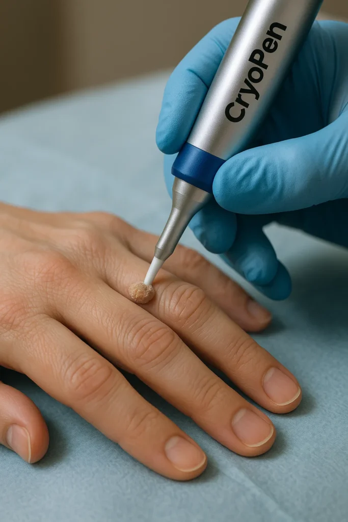 example of cryopen wart removal Greater London (Haringey) treatment on a persons finger