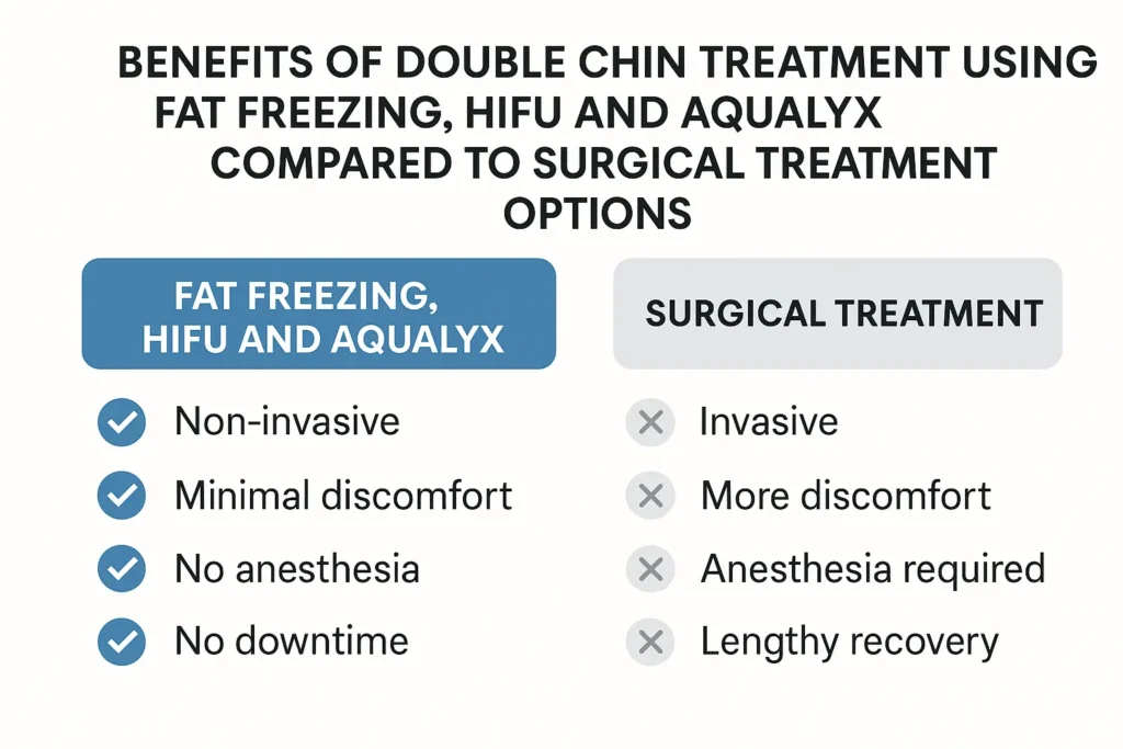 Graphic about the benefits of double chin treatment Greater London (Haringey) - from LA LIPO
