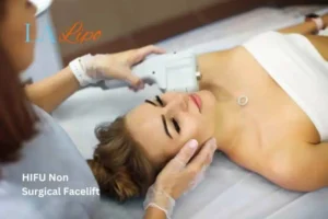 Woman having Hi-Fu to reduce wrinkles Greater London (Haringey).