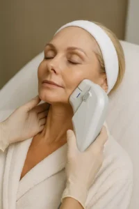 Woman receiving HIFU non surgical facelift treatment Greater London (Haringey)