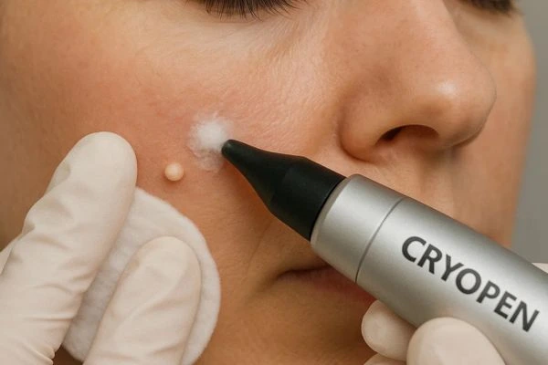 Woman receiving milia removal treatment Greater London (Haringey)
