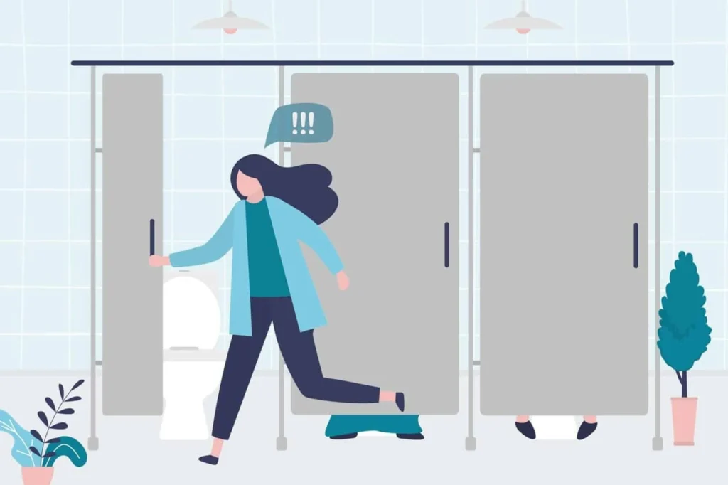 graphic of Urine incontinence Greater London (Haringey) woman running to the toilet.
