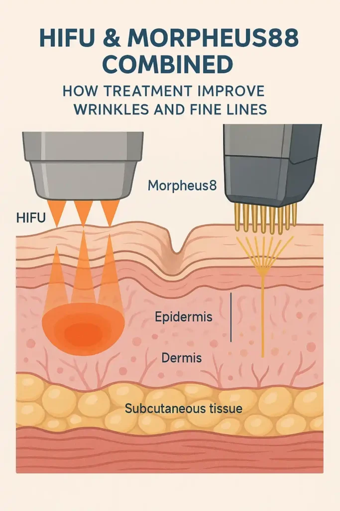 Diagram showing HIFU & Morpeus8 Greater London (Haringey) and the benefits for reduction in wrinkles and fine lines